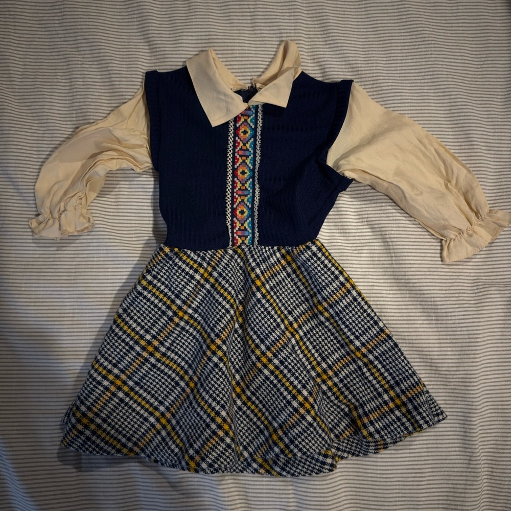 Vintage America Navy and Cream Kids Casual Dress